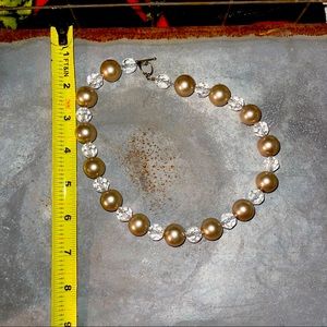 Necklace with gold and clear beads